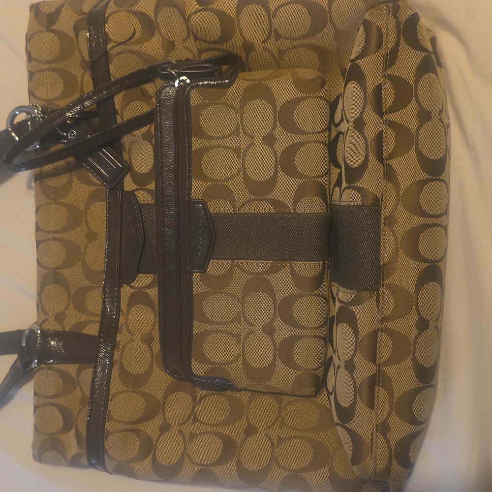 Coach Tan and Brown Signature Tote And Wristlet C1405-F28504